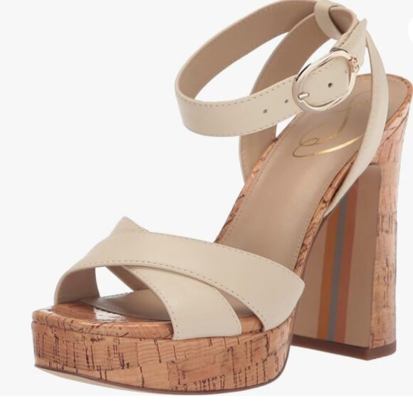 Sam Edelman Women's Kayna Platform Sandal, Ivory leather, 7.5 - Picture 2 of 14